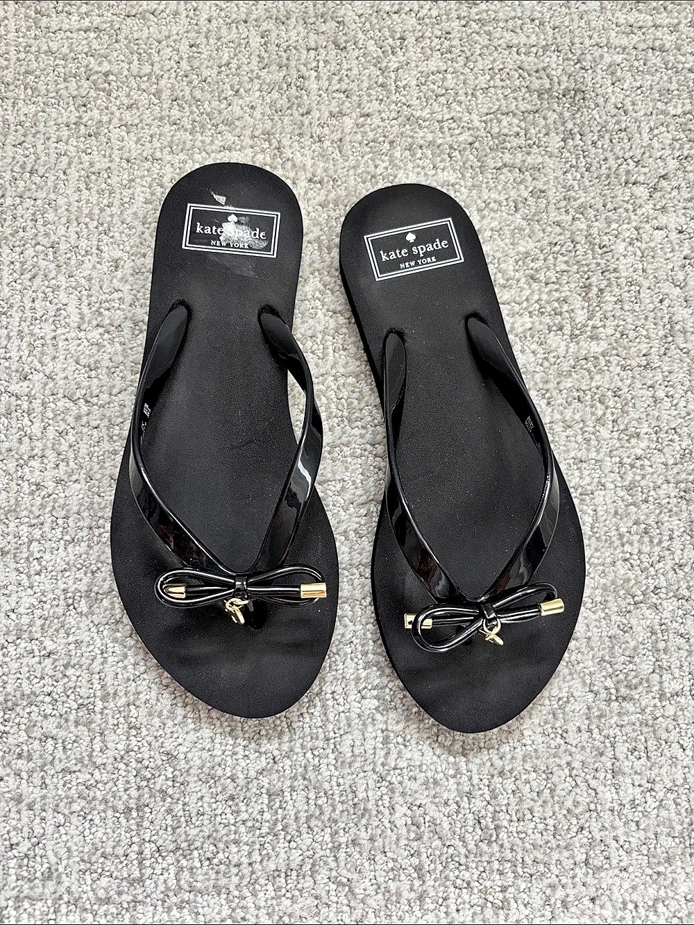 Kate Spade Black Bow Flip Flop Sandals 8